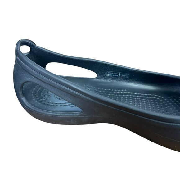 Crocs Kadee Womens Black Rubber Flats Slip On Round Toe Shoes Comfort sz 7 - Picture 3 of 16